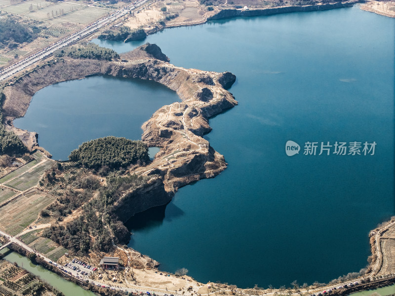 矿坑湖泊-浙江海宁神仙湖景区航拍