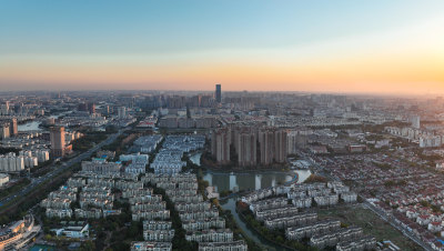 航拍昆山城市建筑风光大景