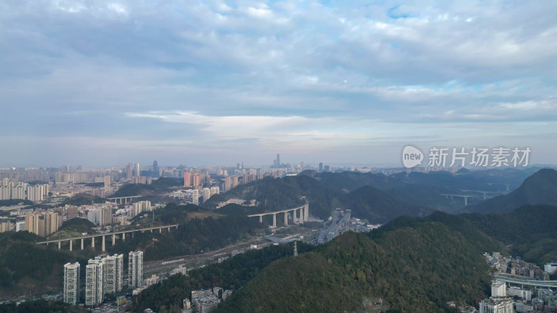 航拍贵阳大景云贵山山头公园