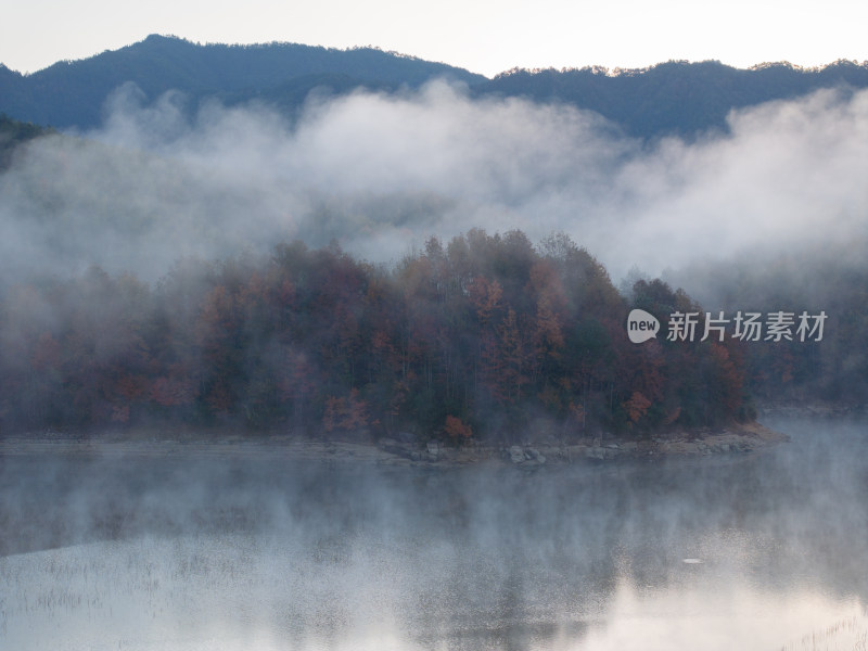 徽州黄山黟县皖南徽派建筑秋色奇墅湖仙境