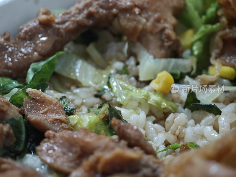 肉菜米饭美食特写