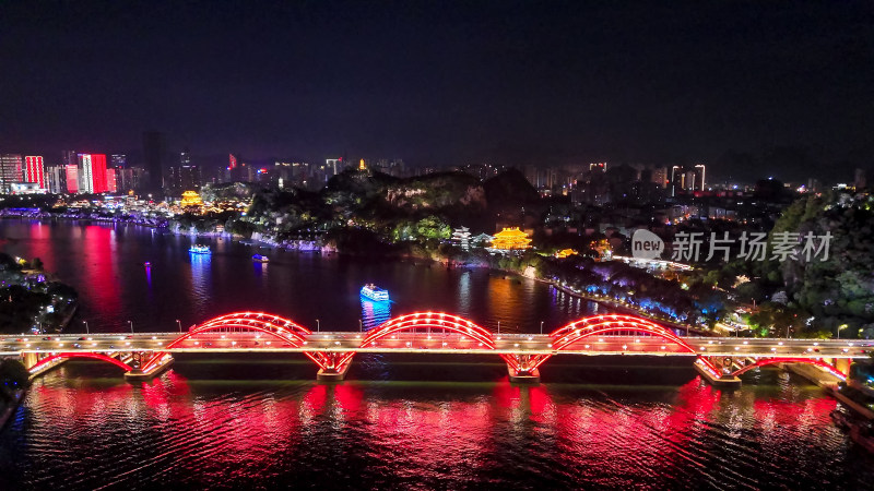 城市地标文惠桥夜景交通航拍图