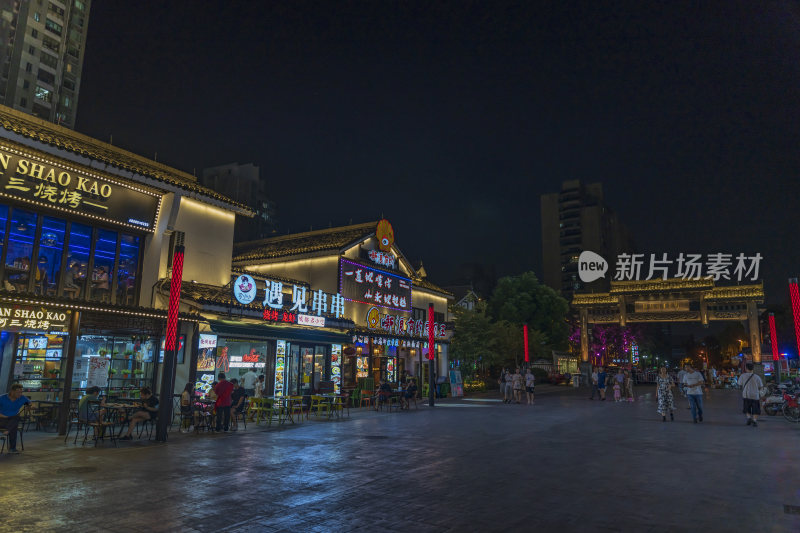 杭州胜利河美食街夜景