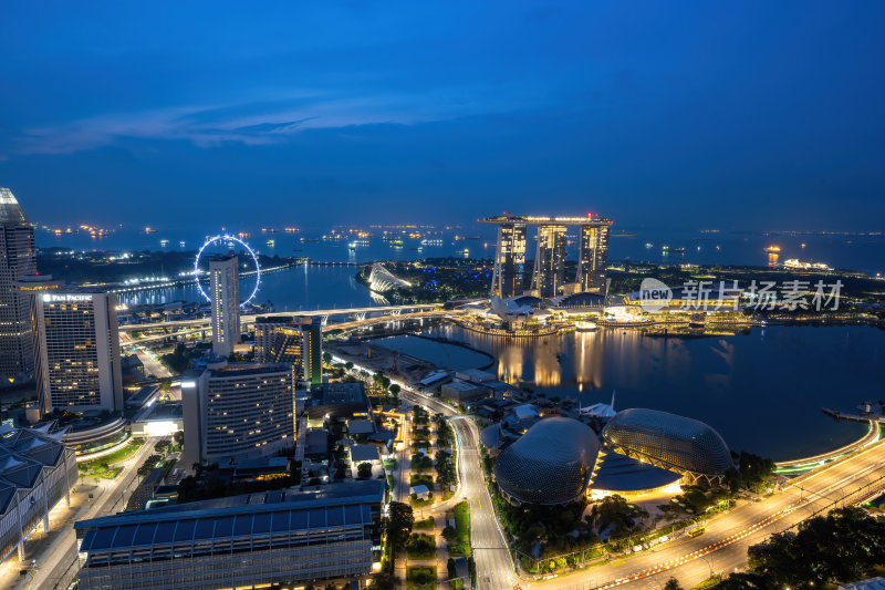 新加坡滨海湾金沙海滨奥林匹克蓝调夜景