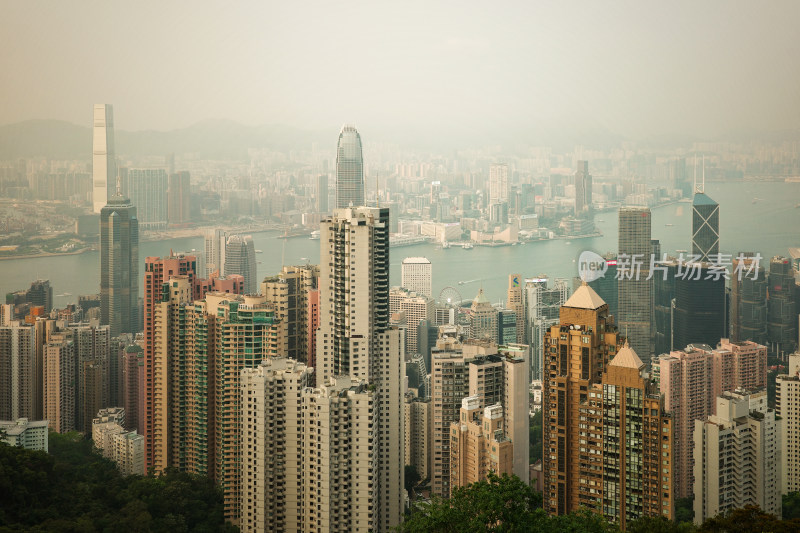 香港太平山顶俯看维多利亚港