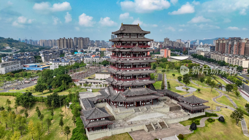 四川眉山远景楼航拍图