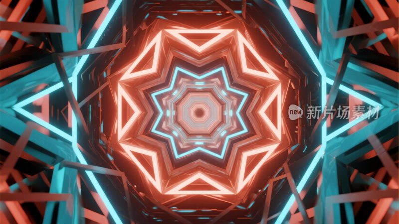 霓虹灯光抽象隧道场景