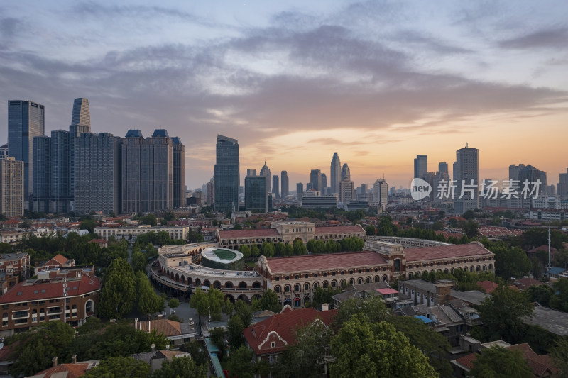 天津五大道文化旅游景区城市风光航拍