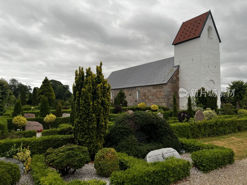欧洲北欧丹麦比隆小镇教堂