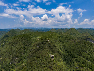 大自然山川蓝天白云天空航拍图