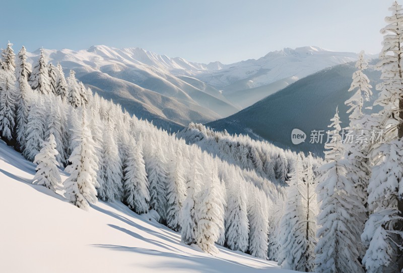 冬季森林白雪覆盖风景