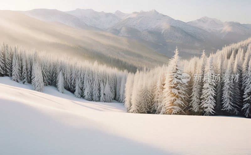 冬季森林白雪覆盖风景