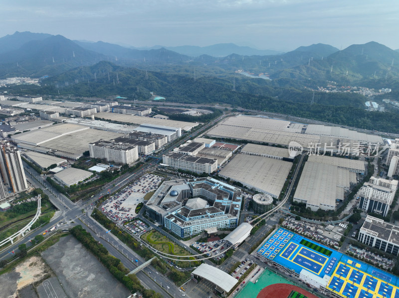 广东省深圳市坪山区比亚迪汽车总部航拍
