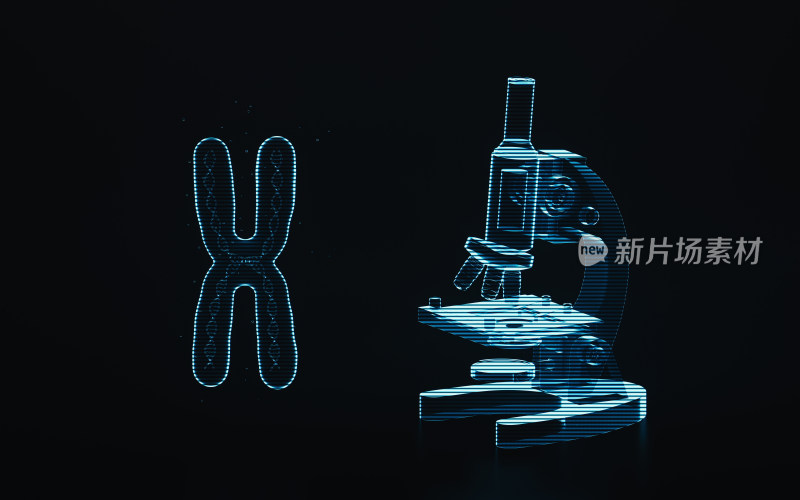 全息影像染色体与显微镜3D渲染