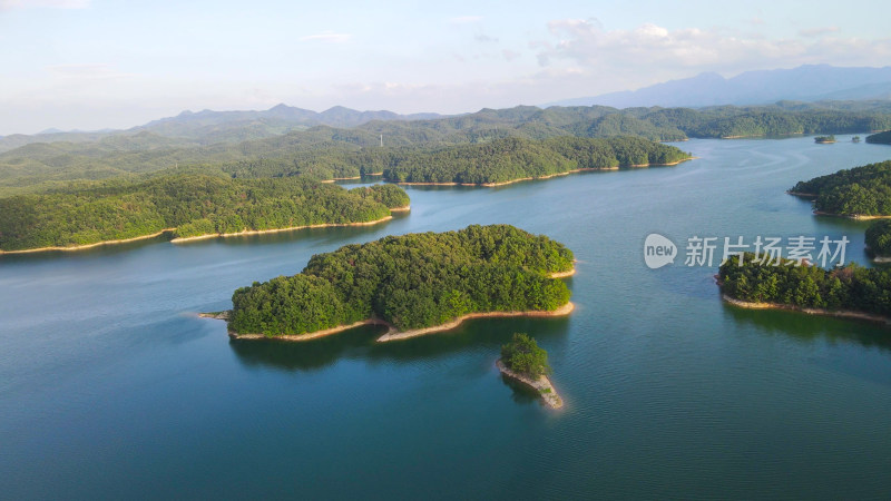 航拍湖北随州琵琶湖风景区