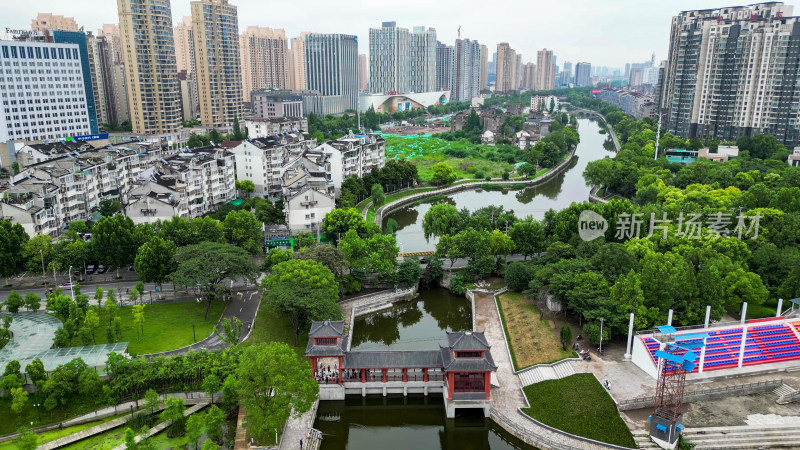 湖北荆州古城4A景区航拍