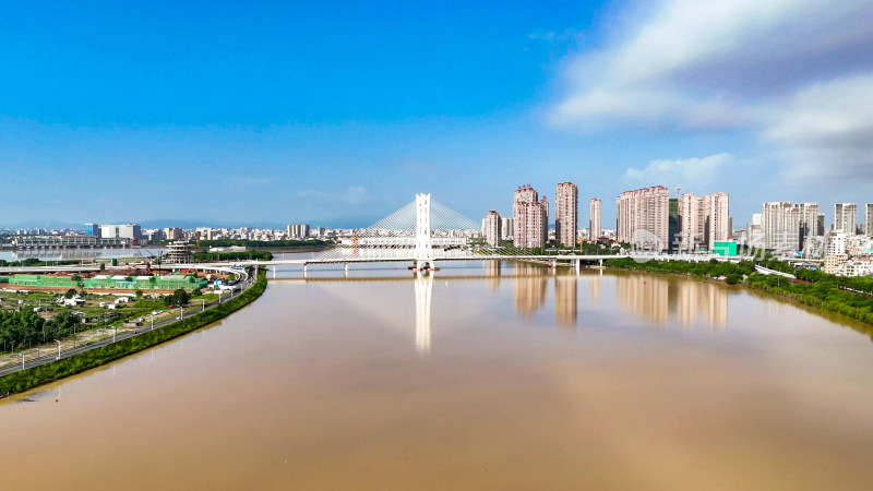 广东潮州韩江大桥地标建筑航拍