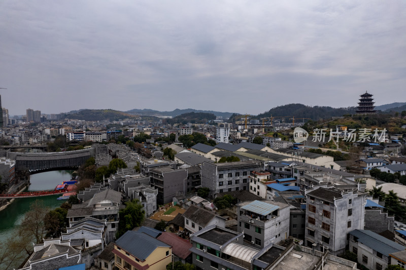 湖南吉首乾州古城4A景区航拍图