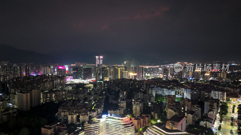 肇庆城市夜景大景航拍图