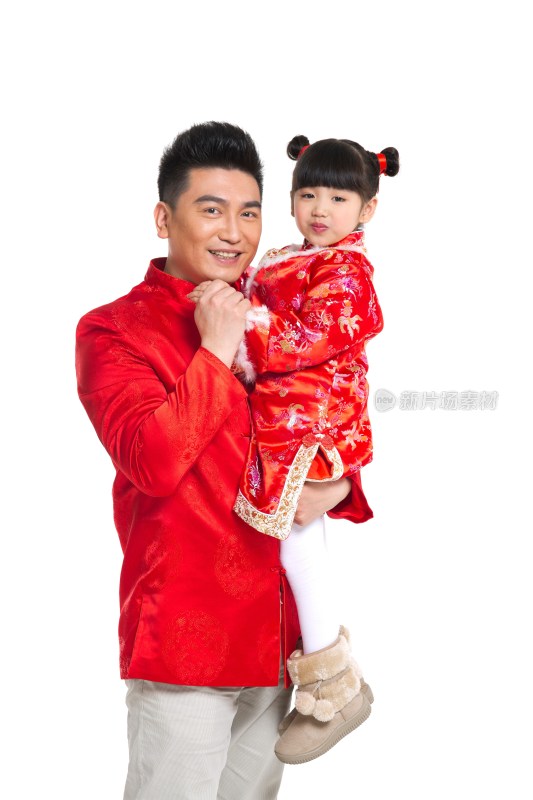 棚拍中国新年唐装父女