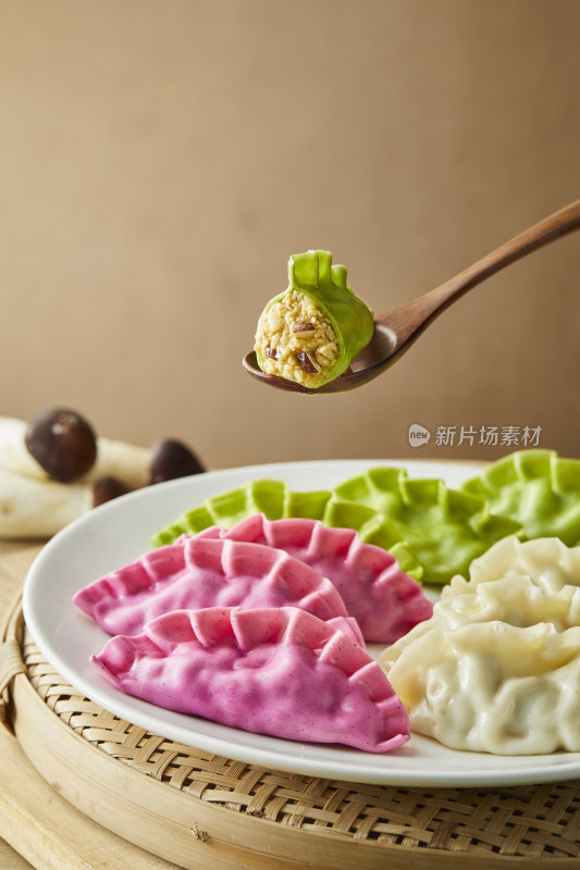 传统中餐美食 五彩水饺