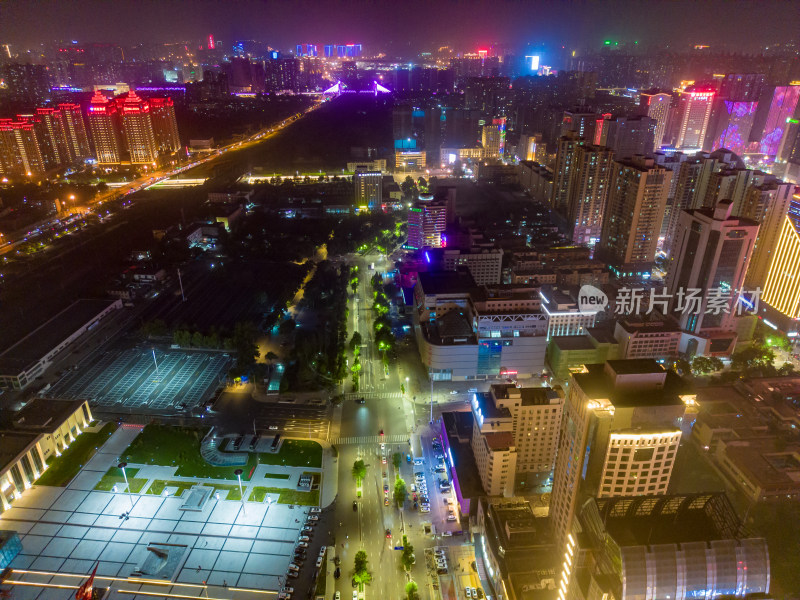 河北石家庄城市夜景灯光航拍摄影图