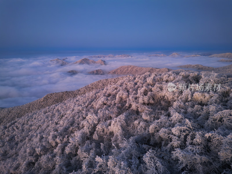 安吉桐杭岗群山森林雪景云海日落航拍