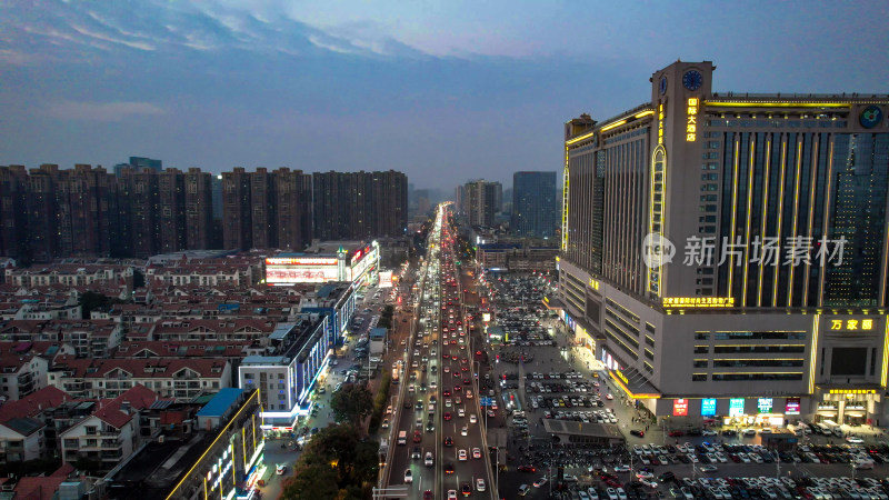 长沙万家丽高架桥城市夜景拥堵交通航拍