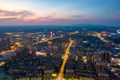 航拍衡阳城市夜景