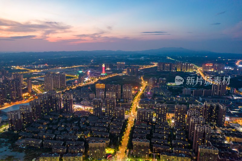 航拍衡阳城市夜景