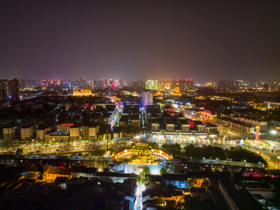 洛阳西大街城市夜景航拍摄影图