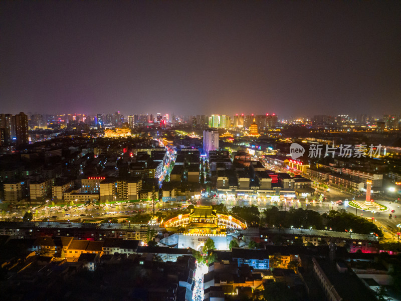 洛阳西大街城市夜景航拍摄影图