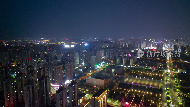 航拍安徽蚌埠大景蚌埠夜景