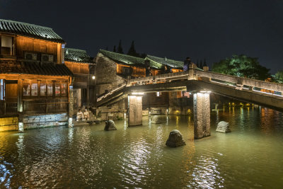 浙江嘉兴乌镇西栅夜景