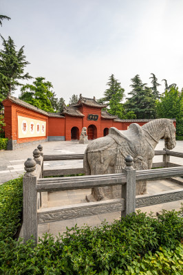 洛阳白马寺入口门白马石狮子景点景观