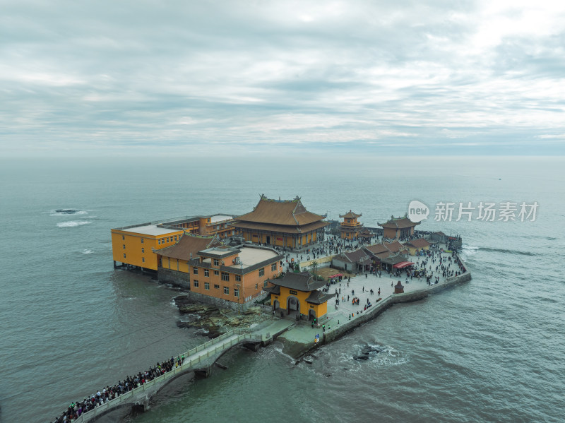 福建泉州石狮洛伽寺妈祖庙古建筑寺庙航拍