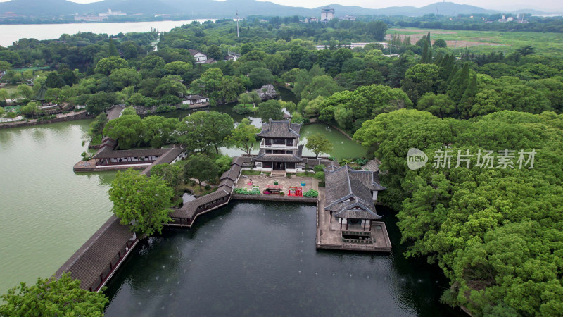 江苏无锡蠡园4A景区航拍图