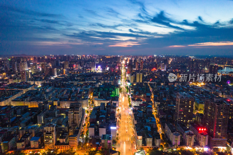 航拍衡阳城市夜景风光