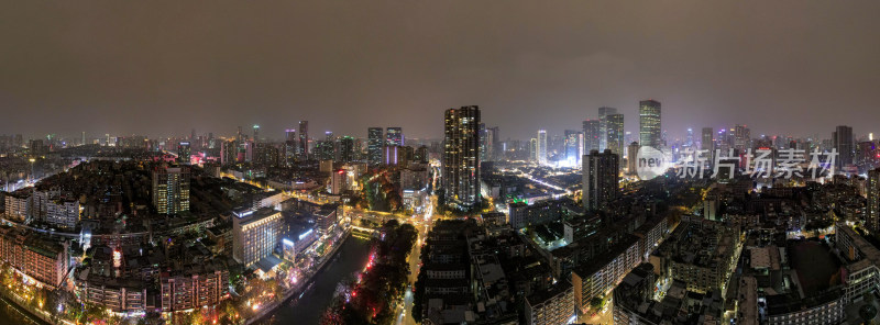 成都春熙路夜景灯光航拍全景图