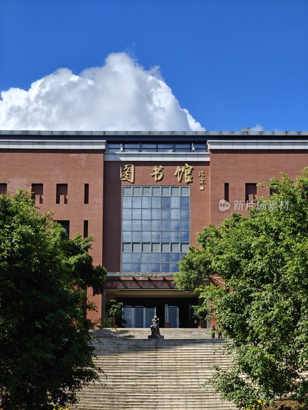 大学校园图书馆外观景象