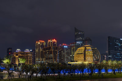 杭州钱江新城城市阳台夜景