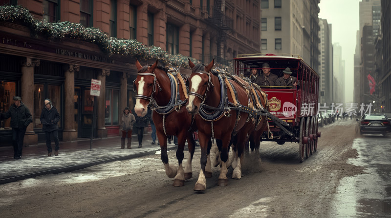城市街道上的马拉车景象