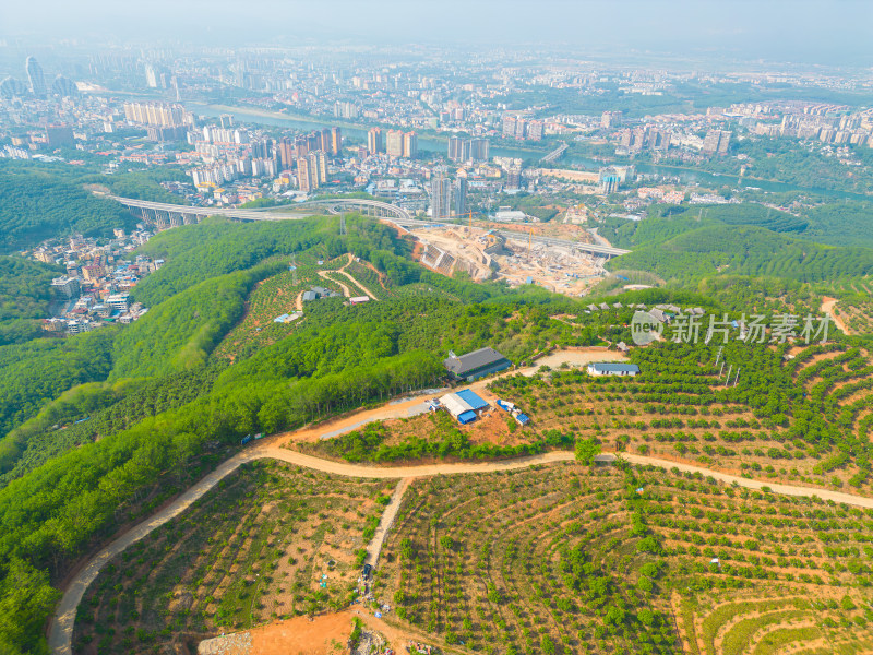 航拍景洪市郊外的山脉自然风光