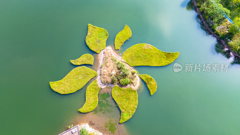 达州莲花湖湿地公园航拍图