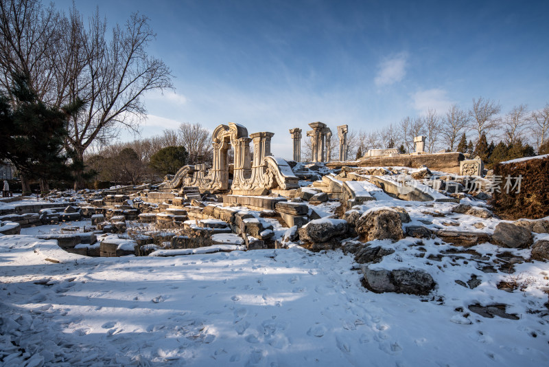 北京圆明园遗址公园雪景