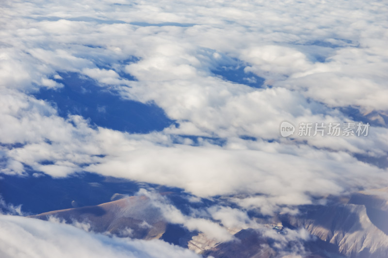 空中飞机俯拍西藏山脉山河自然风景