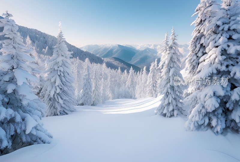 冬季森林白雪覆盖风景