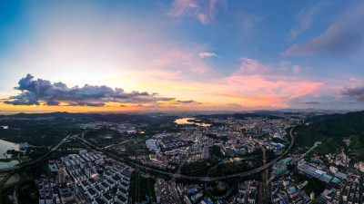 深圳日落晚霞航拍图