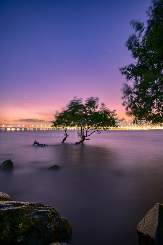 深圳西湾红树林湿地公园晚霞美景