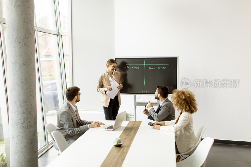 商务人士会议室汇报场景